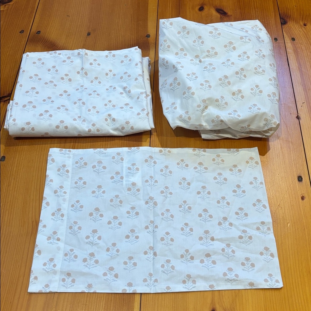 Set/3 CRATE & KIDS x John Robshaw *Toddler* Sheets Sana Metallic Organic